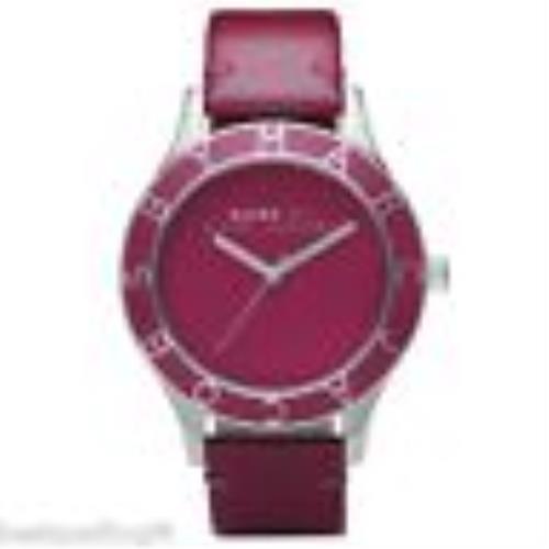 Marc Jacobs Berry Magenta Patent Leather Band Silver Tone WATCH-MBM1167