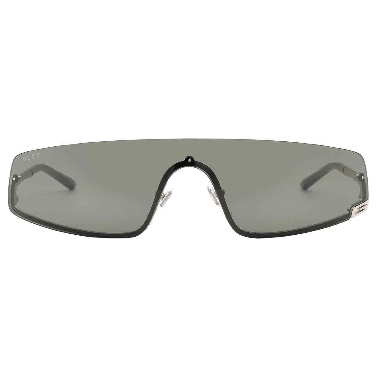 Gucci Grey Shield Unisex Sunglasses GG1561S 001 99 GG1561S 001 99 - Frame: Silver, Lens: Grey