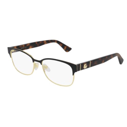 Gucci GG0751O 005 Black Gold Rectangle Women`s Eyeglasses