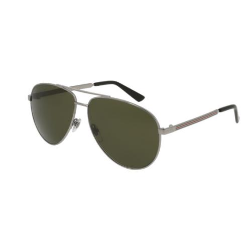 Gucci GG0137S 003 Gunmetal/green Oval Men`s Sunglasses