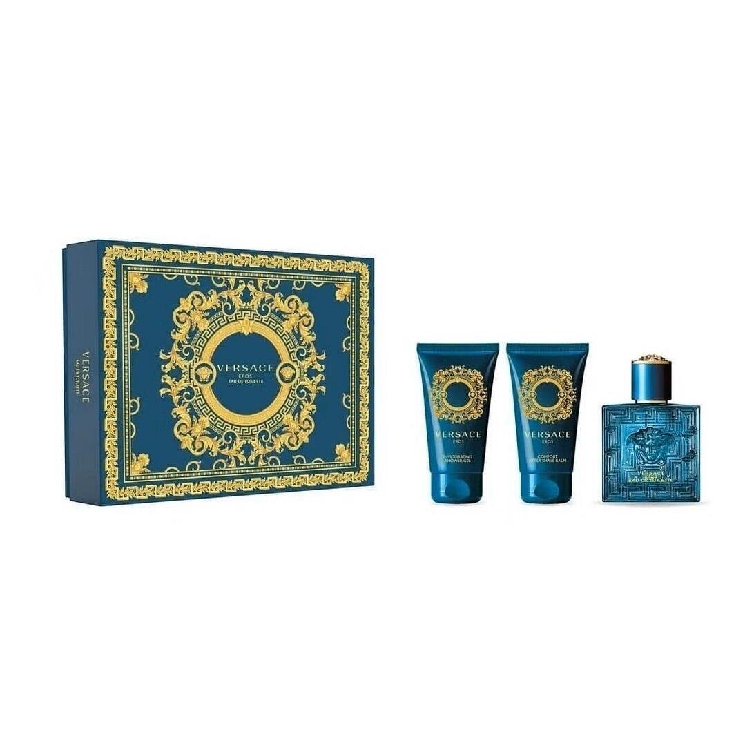 Versace Eros 1.7 oz Edt Spray+ 1.7 Gel+ 1.7 Aftershave Mens Gift Set