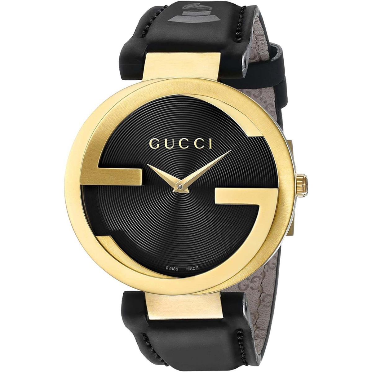 Gucci YA133312 Interlocking-g Grammy Special 37MM Unisex Black Leather Watch