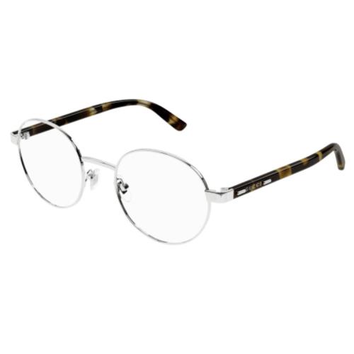 Gucci GG1585O 002 Silver/havana Round Men`s Eyeglasses