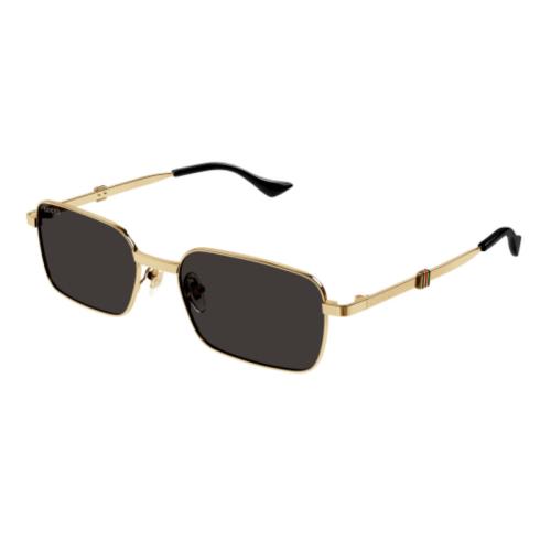 Gucci GG1495S 001 Gold/grey Rectangular Metal Men`s Sunglasses