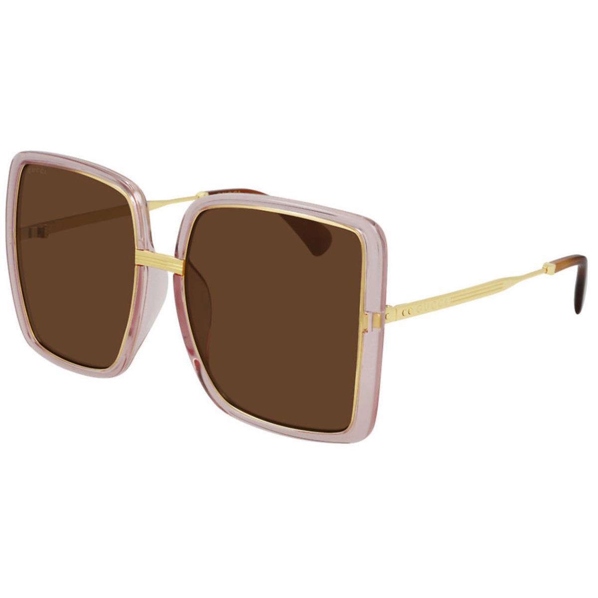 Gucci GG0903SA 002 60 Pink Gold Mirrored Rectangular Retro Oversized Sunglasses