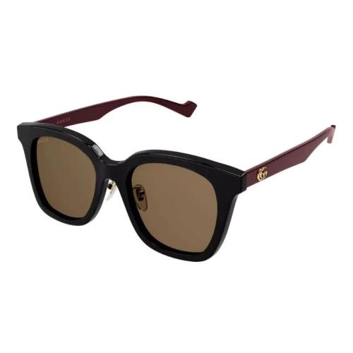 Gucci GG1000SK-002 Women`s Black Burgundy / Brown Mirrored Sunglasses