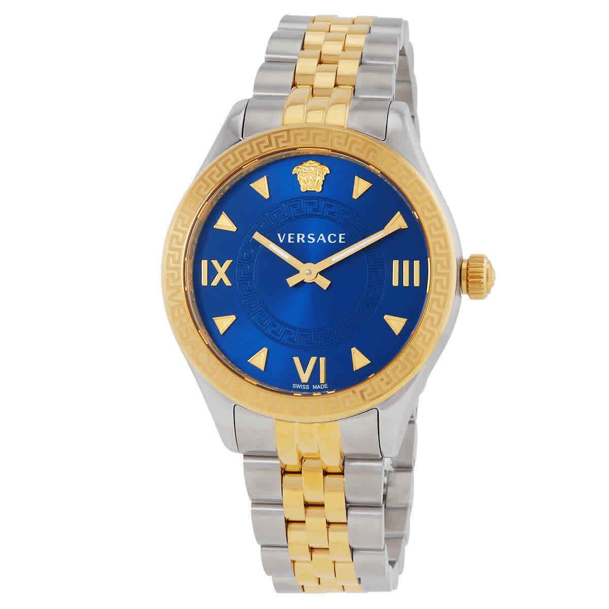 Versace Hellenyium Quartz Blue Dial Two-tone Ladies Watch VE2S00522 - Dial: Blue, Band: Two-tone (Silver-tone and Gold-tone), Bezel: Silver-tone