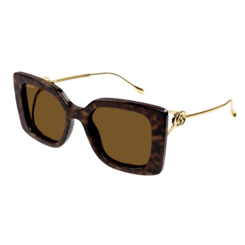 Gucci GG1567SA 002 Havana-gold/brown Oversized Square Women`s Sunglasses