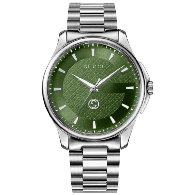 Gucci G-timeless Quartz Green Dial Steel Men`s Watch YA126369