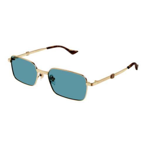 Gucci GG1495S 003 Gold/blue Rectangular Metal Men`s Sunglasses