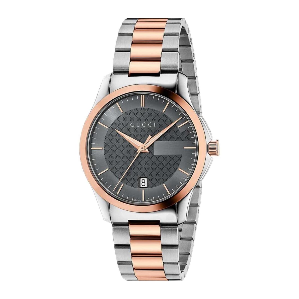 Gucci G-timeless YA126446 Grey Dial Two-tone Stainless Steel Men`s Watch