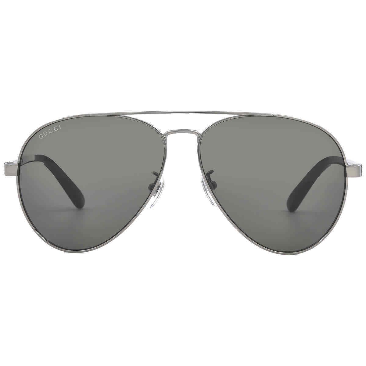 Gucci Grey Pilot Men`s Sunglasses GG1288SA 001 56 GG1288SA 001 56 - Frame: Green, Lens: Grey