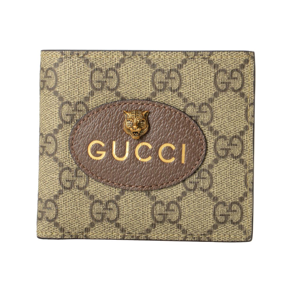 Gucci Men`s Leather Trimmed Neo Vintage GG Supreme Bifold Wallet