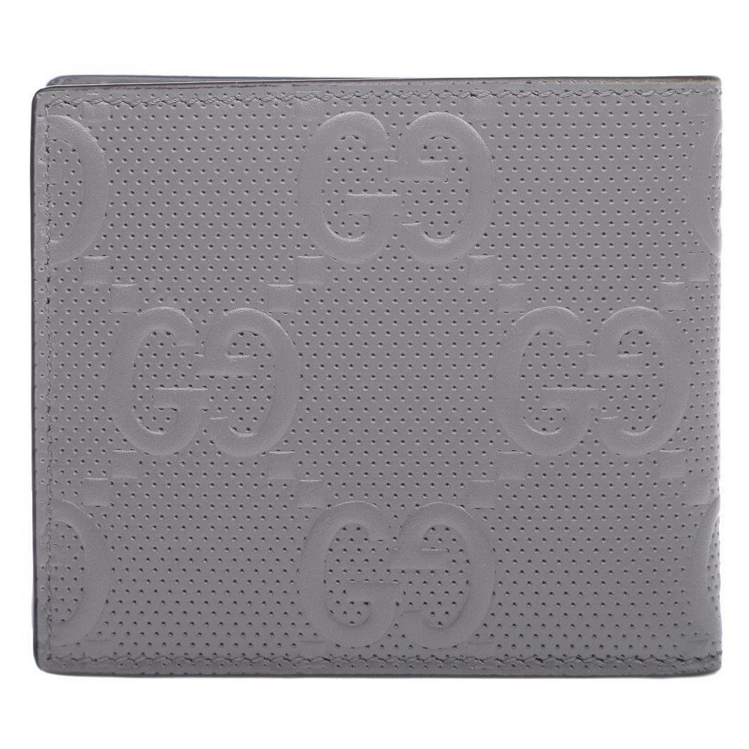 Gucci Men`s Current Gray GG Embossed Leather Bifold Wallet W/box