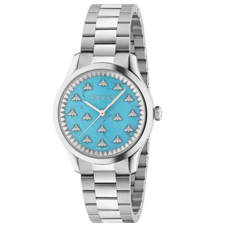 Gucci G-timeless Turquoise Stone Dial Stainless Steel Watch 32mm YA1265044 - Dial: Turquoise