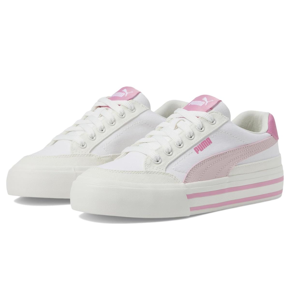 Unisex Sneakers Athletic Shoes Puma Kids Court Classic Vulc - PUMA White-Mauve Mist-Vapor Gray