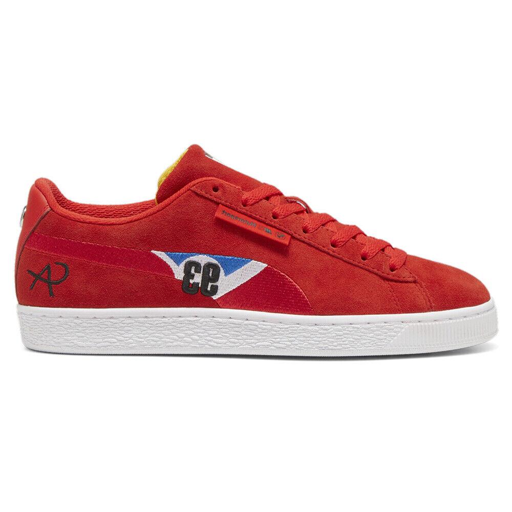 Puma Bmw Mms Suede Calder Lace Up Mens Red Sneakers Casual Shoes 30818401 - Red