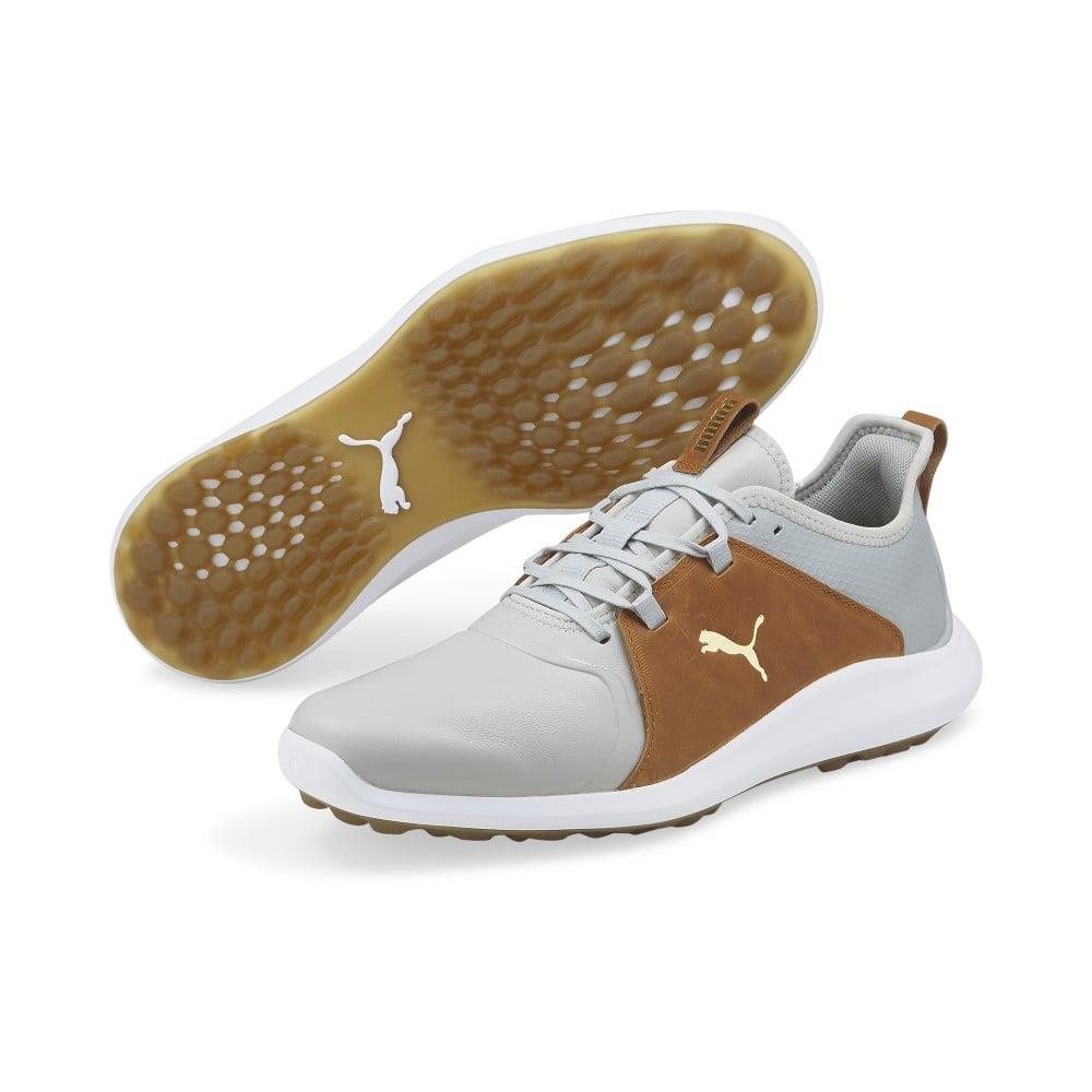 Puma Ignite Fasten8 Crafted Golf Shoes Premium Leather Upper - High Rise/Gold/Leather Brown