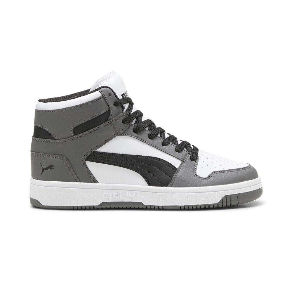 Puma Rebound Layup High Top Mens Grey White Sneakers Casual Shoes 36957344 - Grey, White