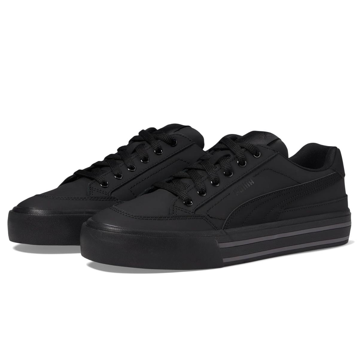 Man`s Sneakers Athletic Shoes Puma Court Classic Vulc Triple - Puma Black/Puma Black/Cool Dark Gray