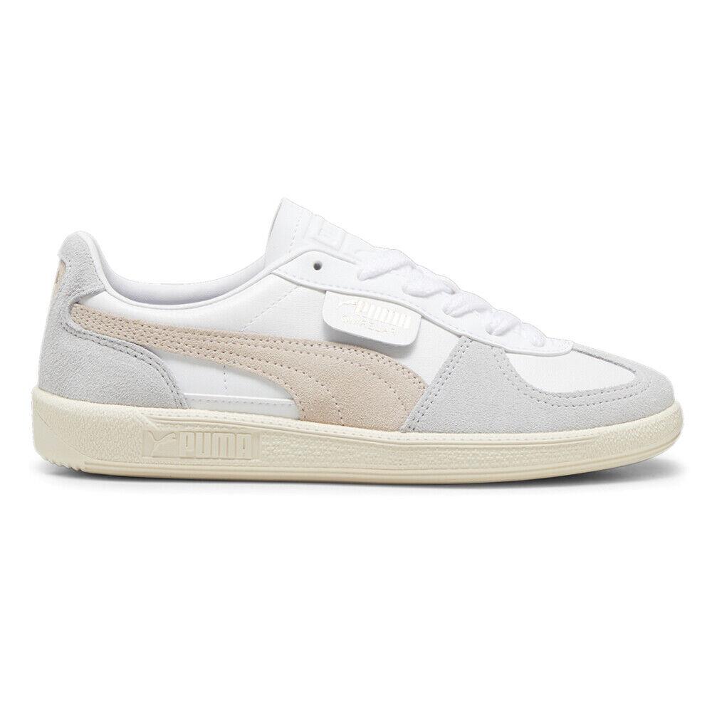 Puma Palermo Leather Lace Up Womens Beige Grey White Sneakers Casual Shoes 39 - Beige, Grey, White