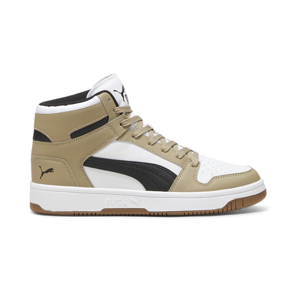 Puma Rebound Layup High Top Mens Beige White Sneakers Casual Shoes 36957350 - Beige, White