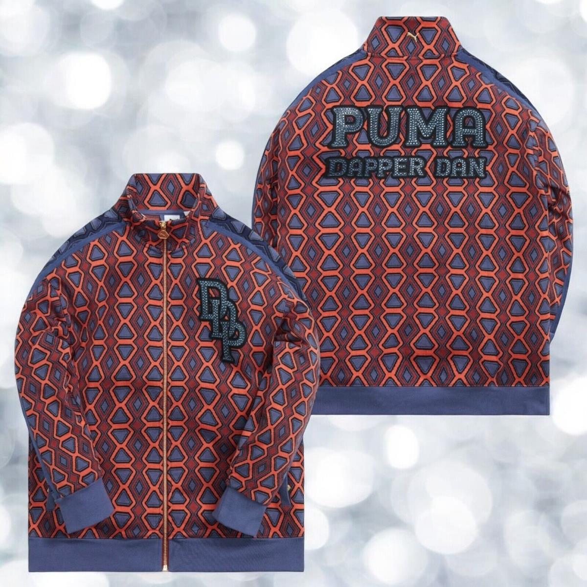 Puma x Dapper Dan Mens T7 Jacquard Track Jacket Size XS Orange Grey Red