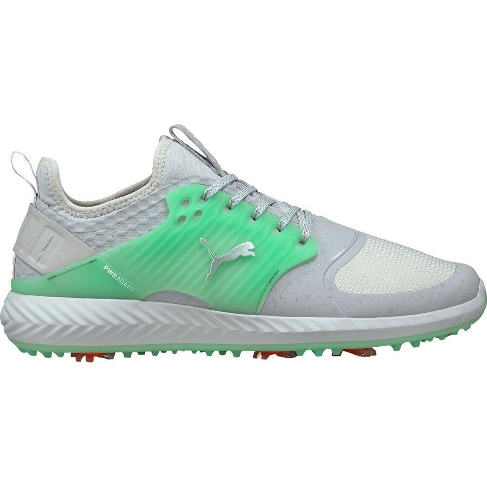 Mens Puma LE Ignite Pwradapt Caged FM Golf Shoes High Rise/green Sz 8 M - High Rise / Island Green