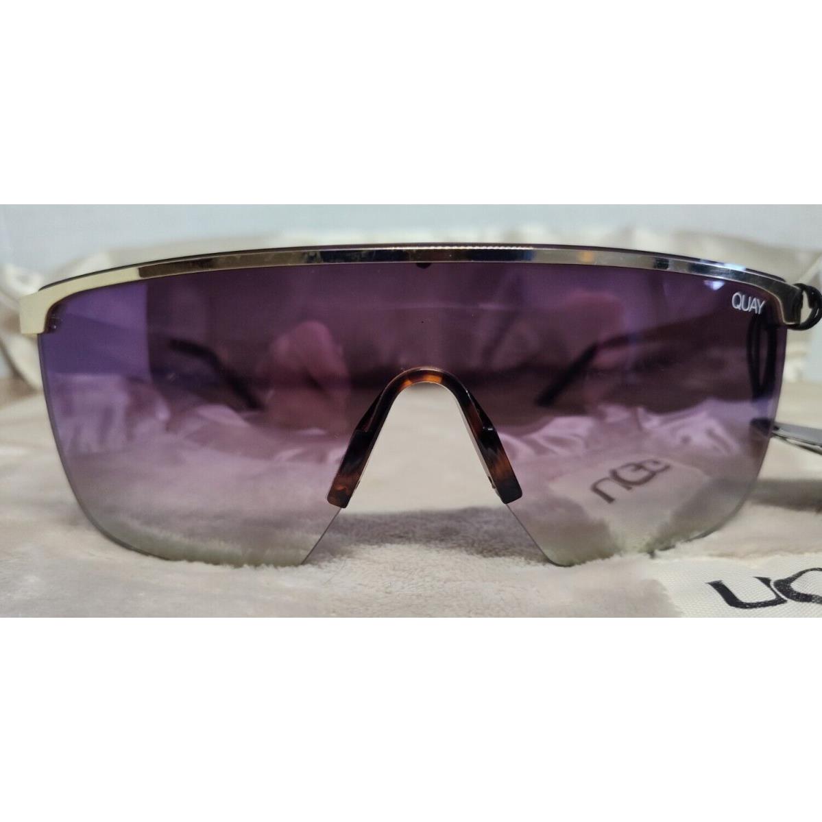 Quay Australia Anonymous Shield Sunglasses Gold/ Purplish Lensesnwt Rare