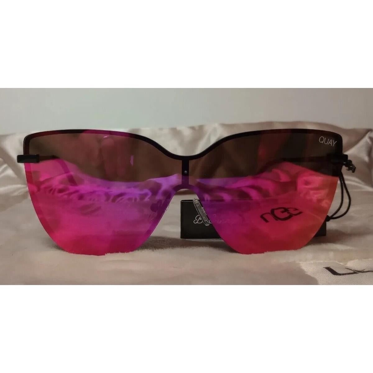 Quay Australia Daydream Sunglasses Black Frame/ Pink Lenses Flashy