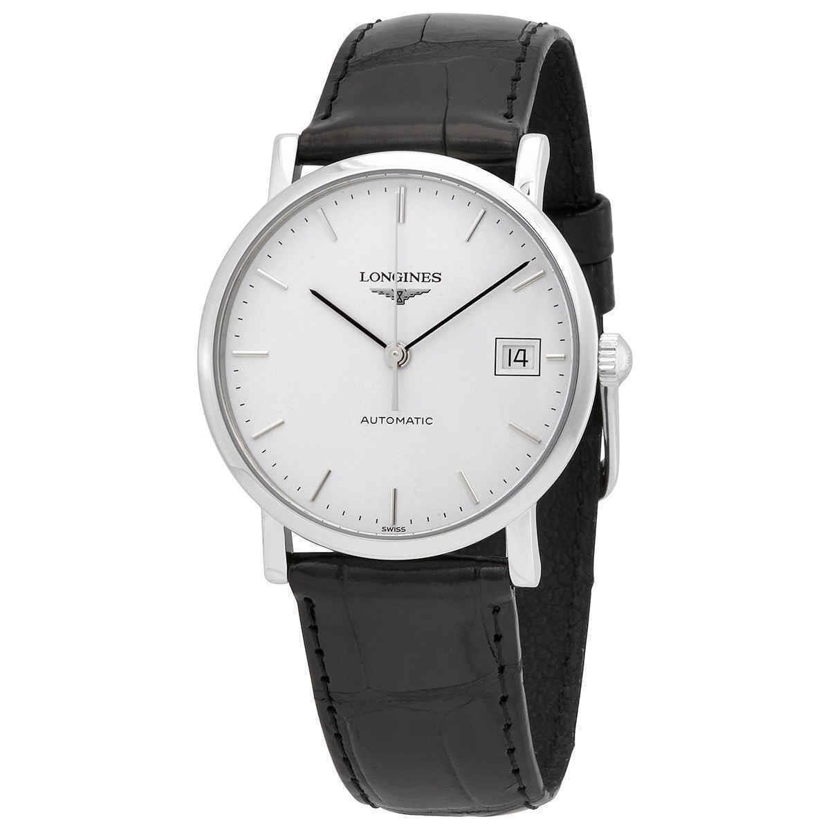 Longines Elegant White Women`s Watch - L4.809.4.12.2 - Dial: White, Band: Black, Bezel: Silver