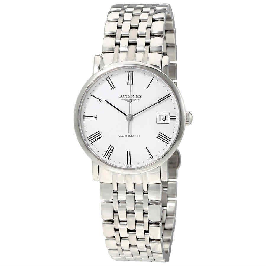 Longines Elegant Automatic White Dial Ladies Steel Watch L4.809.4.11.6 - Dial: White, Band: Silver, Bezel: Silver