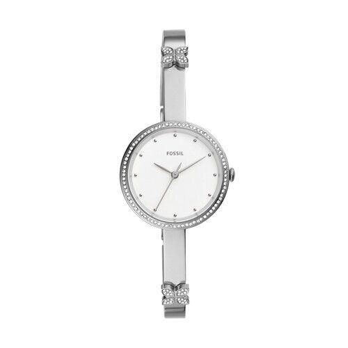 Fossil Maxine Ladies 3-Hand Silver Stainless Steel Crystal Bezel Watch