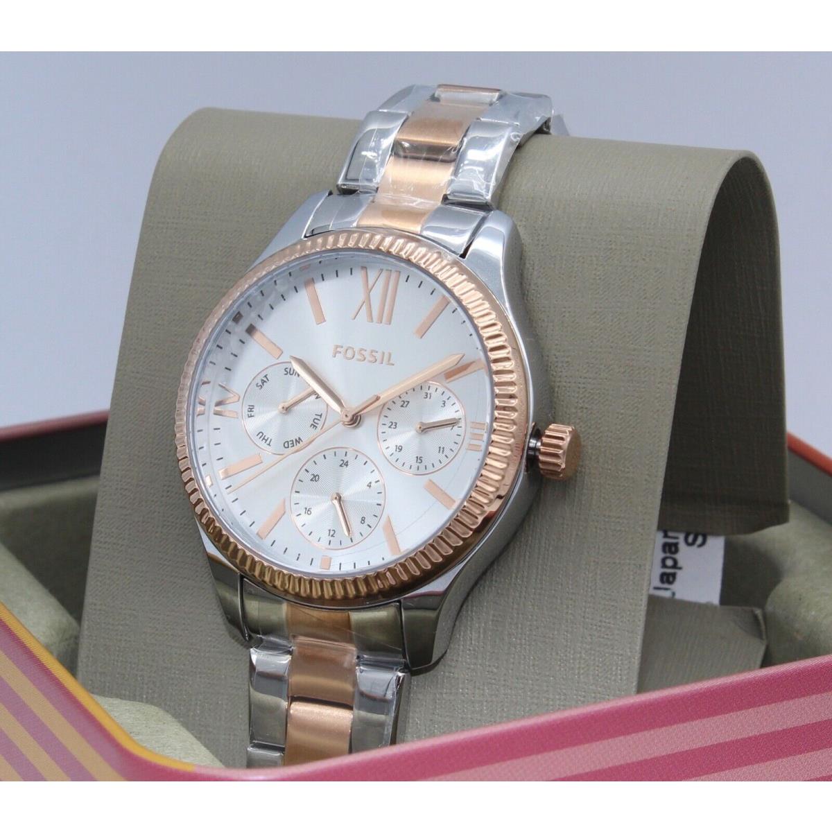 Fossil Rye Multifunction Silver Rose Gold Women`s BQ3761 Watch