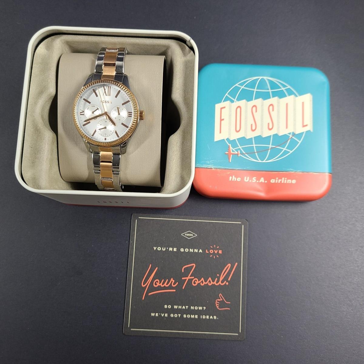 Fossil Rye Multifunction Two-tone Stainless Steel Watch BQ3761 W/gift Box