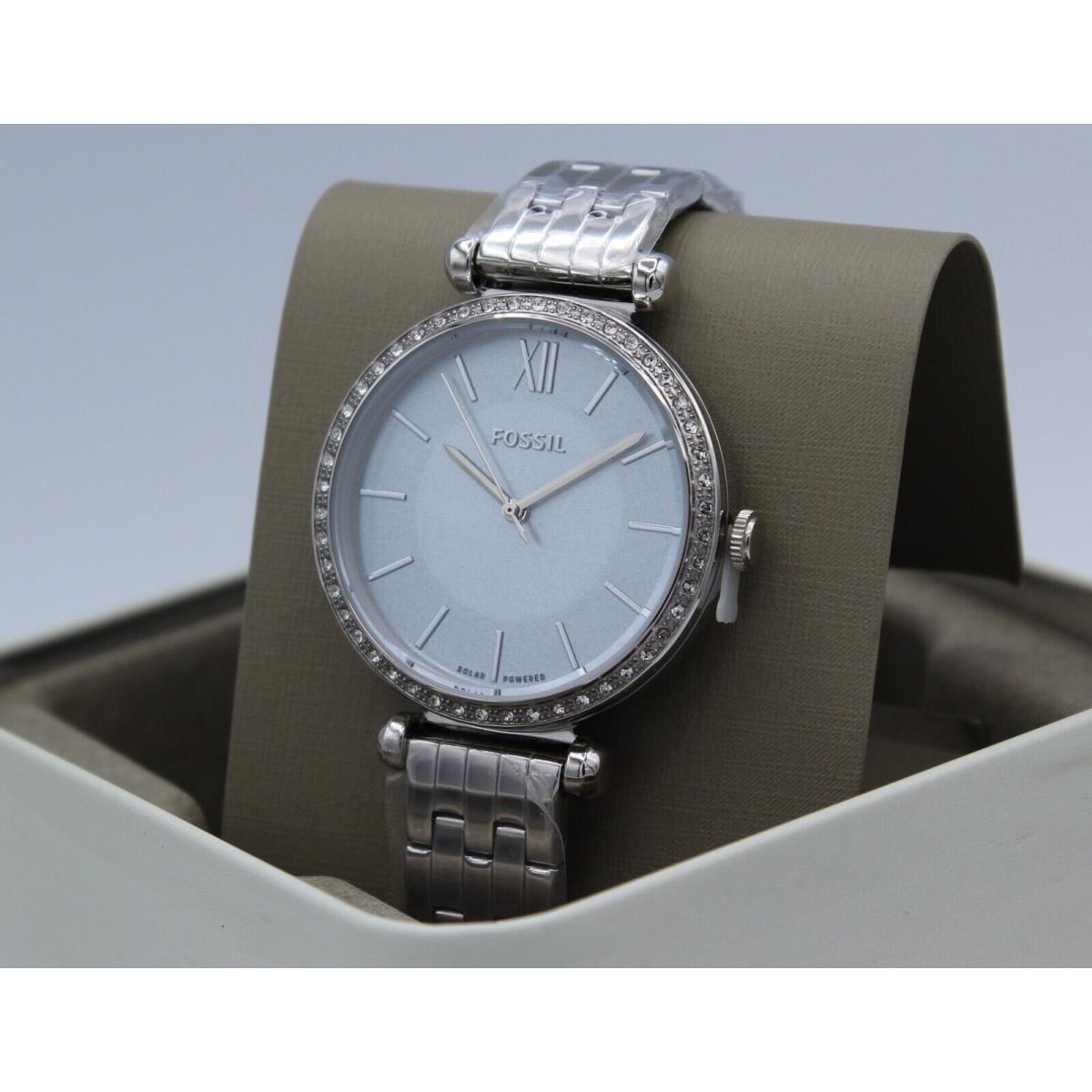 Fossil Tillie Solar Silver Crystals BQ3819 Women`s Watch