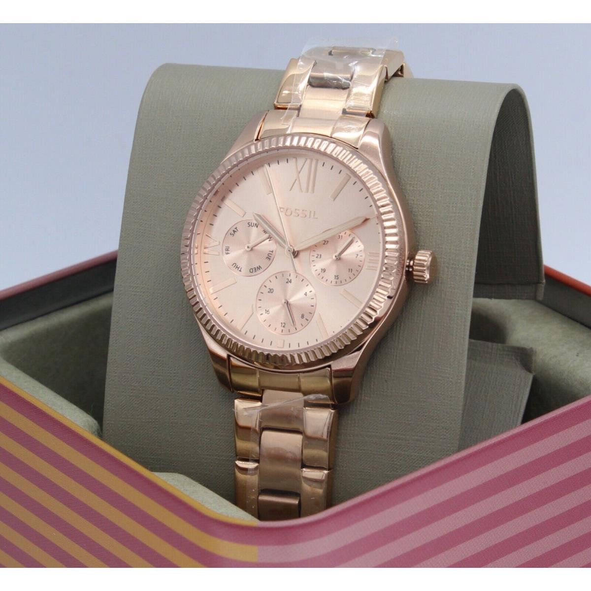 Fossil Rye Multifunction Rose Gold Chronograph Womens BQ3691 Watch