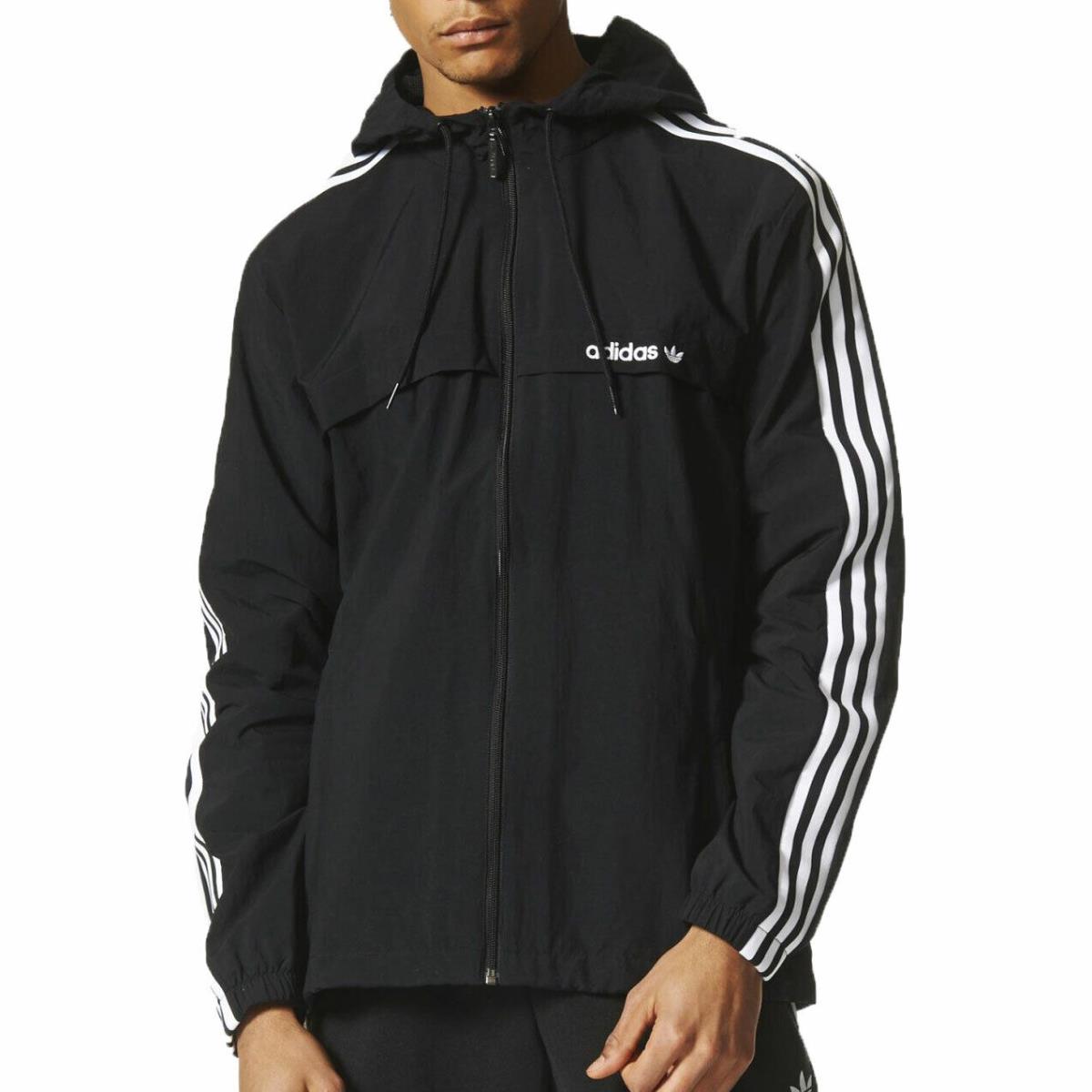 Adidas Originals 3-Stripes Windbreaker Men`s Track Top Black/white br6984