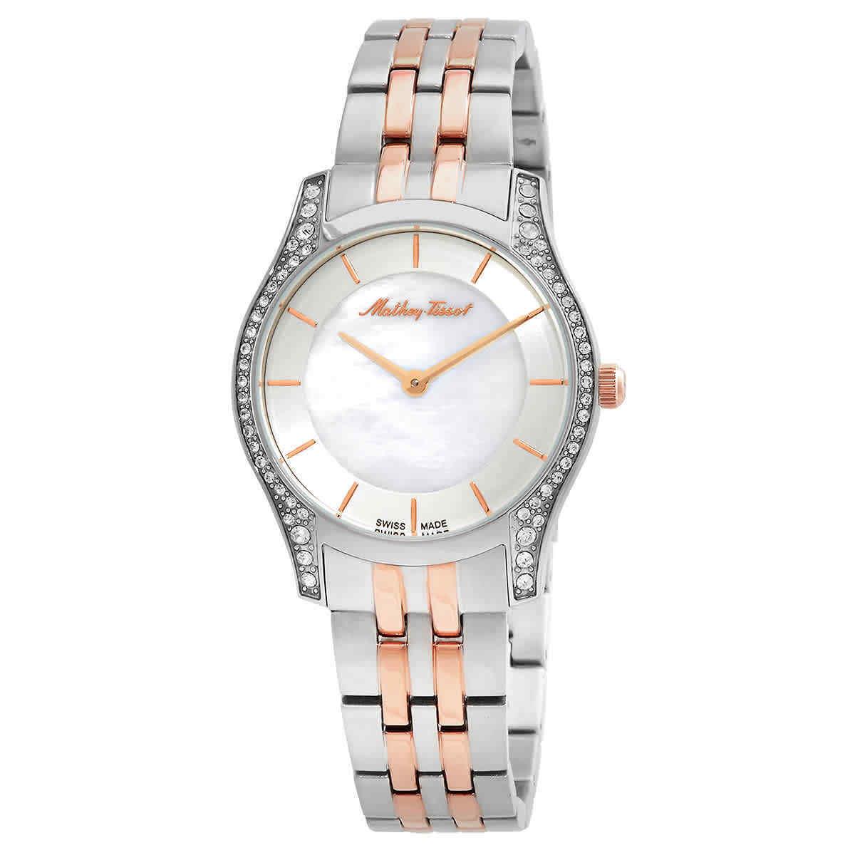 Mathey-tissot Tacy Quartz Ladies Watch D949BQI - Dial: Mother of Pearl, Band: Two-tone (Silver-tone and Rose Gold-tone), Bezel: Silver-tone