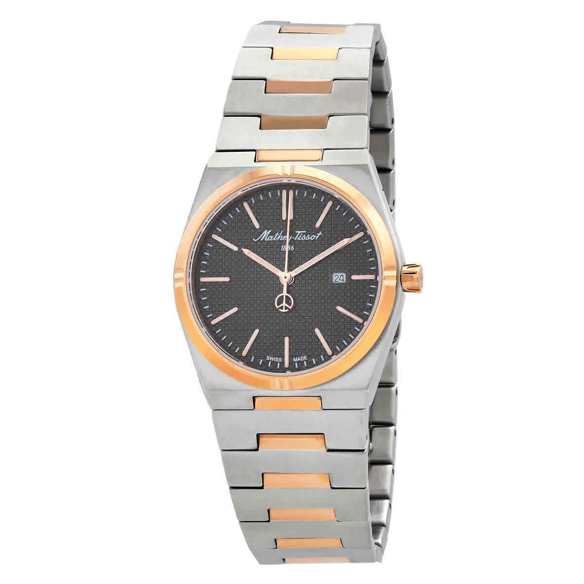 Mathey-tissot Quartz Ladies Watch D117RS - Dial: Gray, Band: Two-tone (Silver-tone and Rose Gold-tone), Bezel: Rose Gold-tone