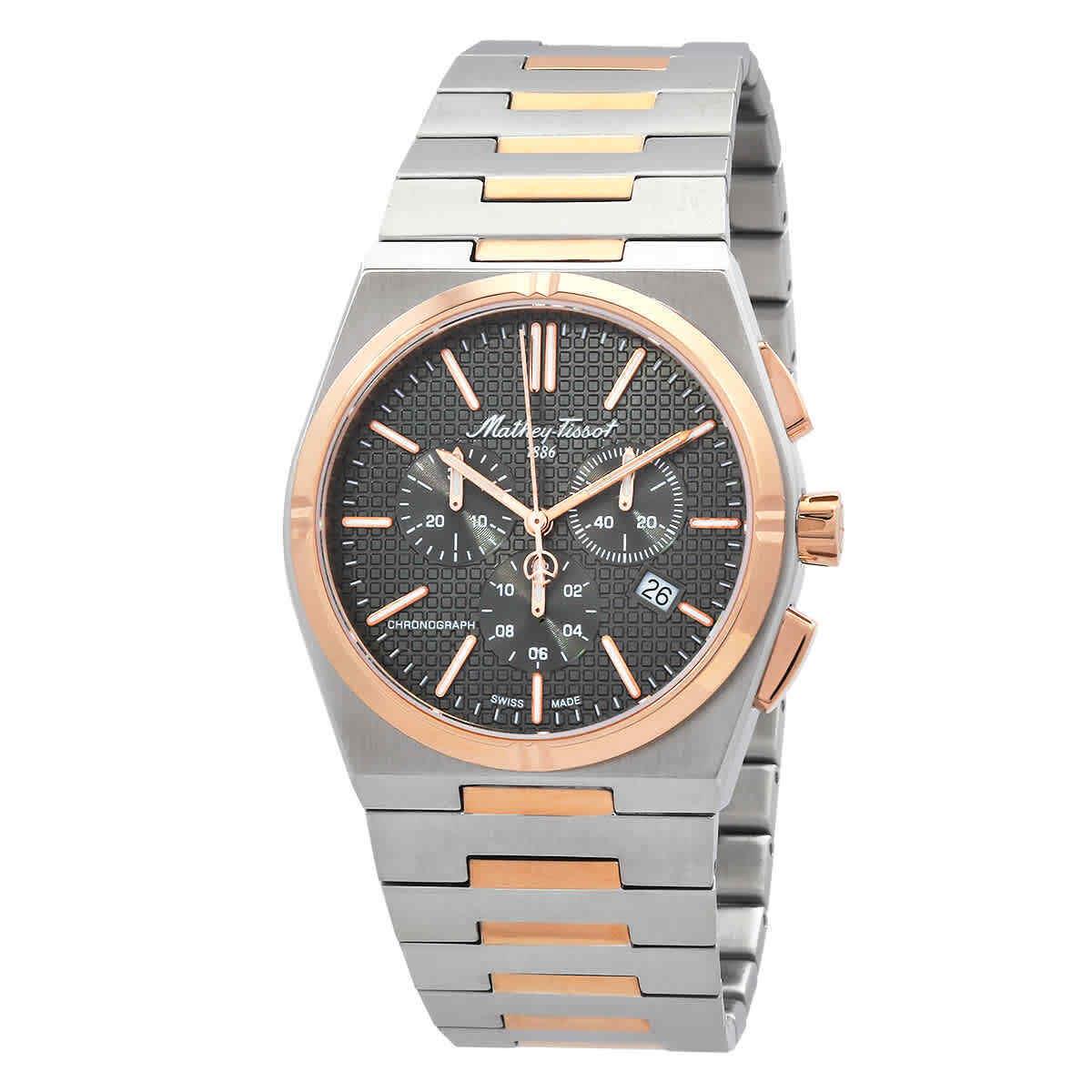 Mathey-tissot Zoltan Chrono Chronograph Quartz Men`s Watch H117CHRS - Dial: Gray, Band: Two-tone (Silver-tone and Rose Gold-tone), Bezel: Two-tone (Silver-tone and Rose Gold-tone)