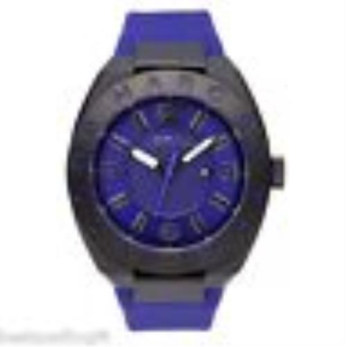 Marc Jacobs Royal Blue Silicone Band Prism Dial Black Steel WATCH-MBM5518