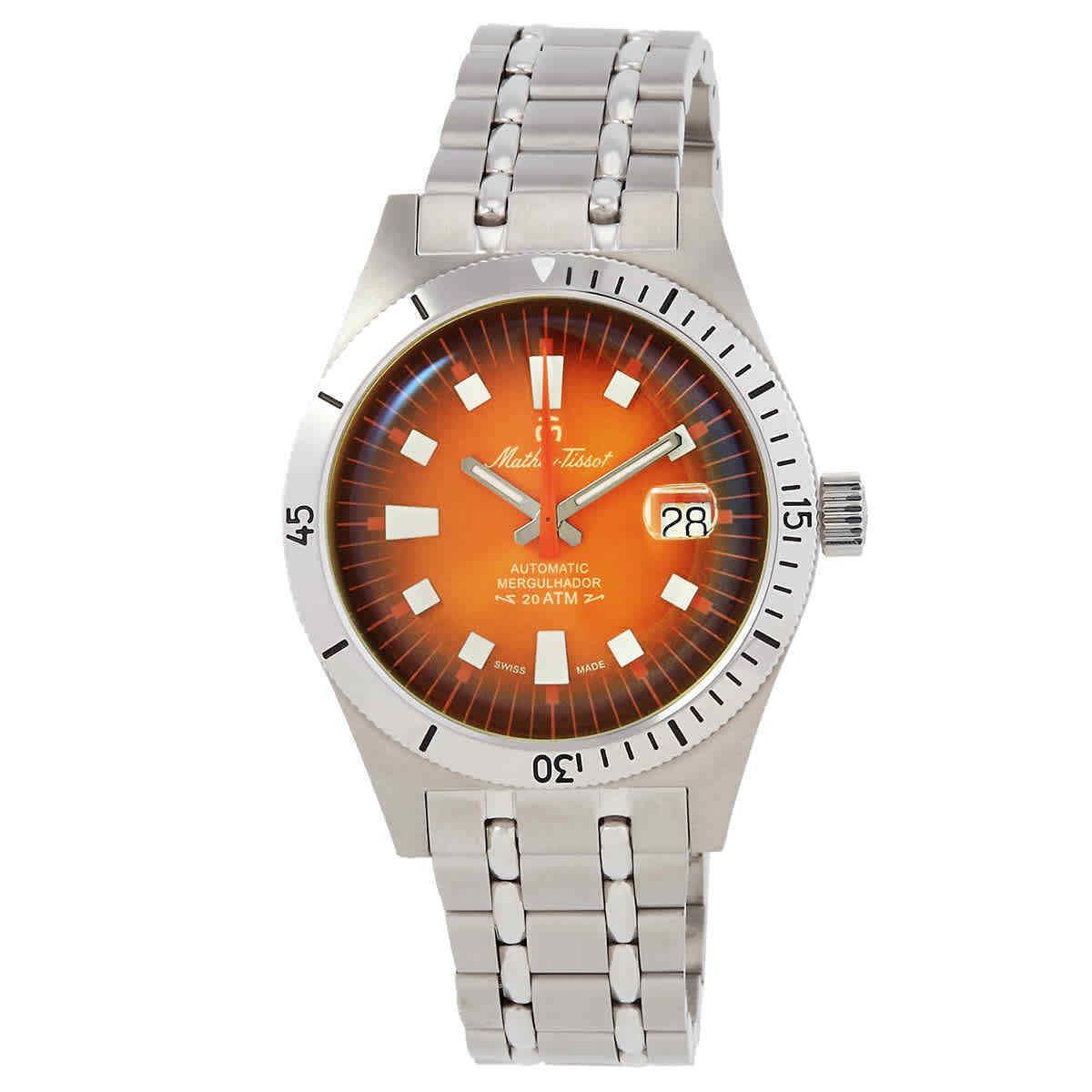 Mathey-tissot Mergulhador Automatic Orange Dial Men`s Watch MRG3