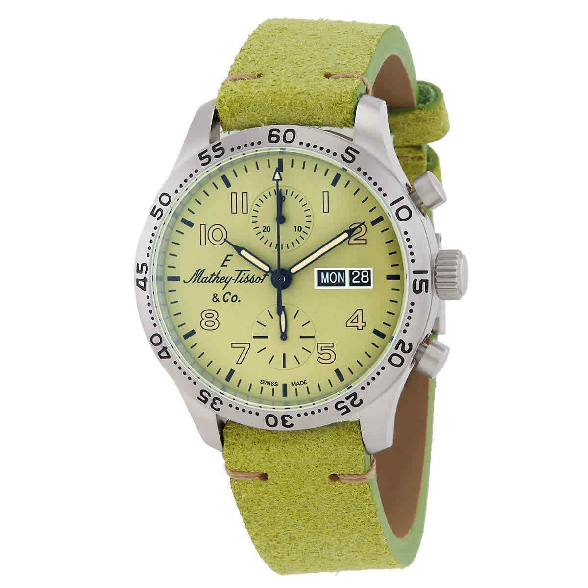 Mathey-tissot Type 21 Chrono Auto Chronograph Automatic Green Dial Men`s Watch