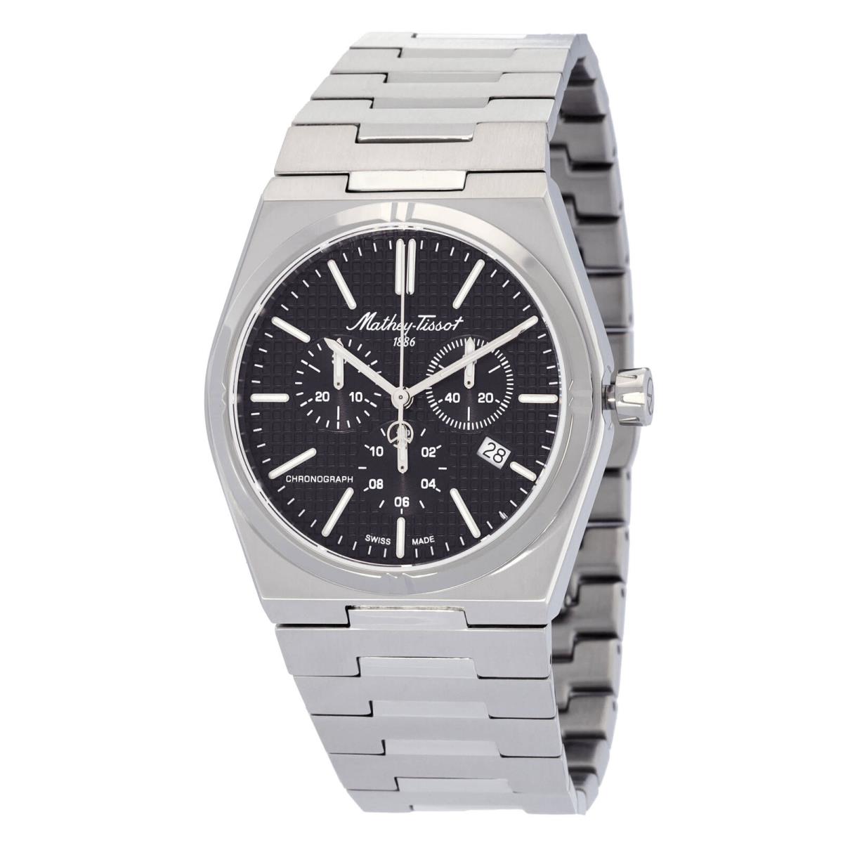 Mathey-tissot Zoltan Chrono Chronograph Quartz Black Dial Men`s Watch H117CHAN - Dial: Black, Band: Silver-tone, Bezel: Silver-tone