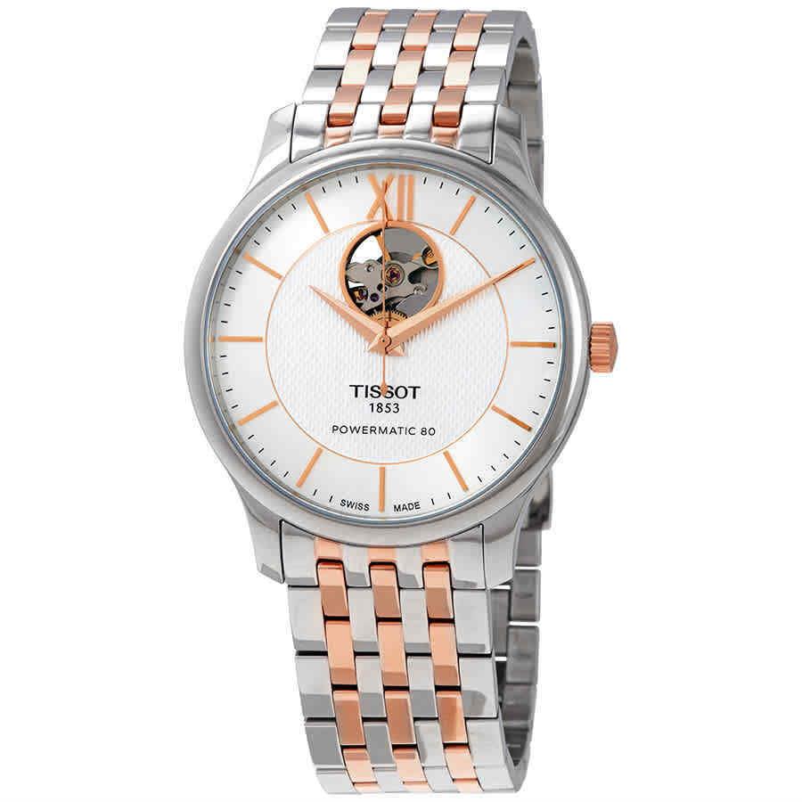 Tissot Tradition Silver Dial Two-tone Men`s Watch T063.907.22.038.01 - Dial: Silver, Band: Gold, Gray, Bezel: Silver