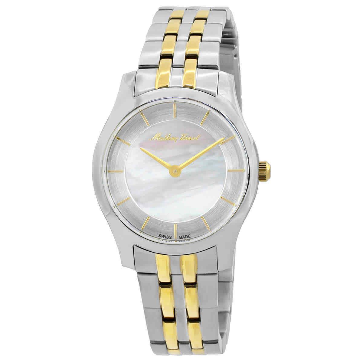 Mathey-tissot Tacy Quartz White Dial Ladies Watch D949BYI - Dial: White, Band: Two-tone (Silver-tone and Yellow Gold-tone), Bezel: Silver-tone