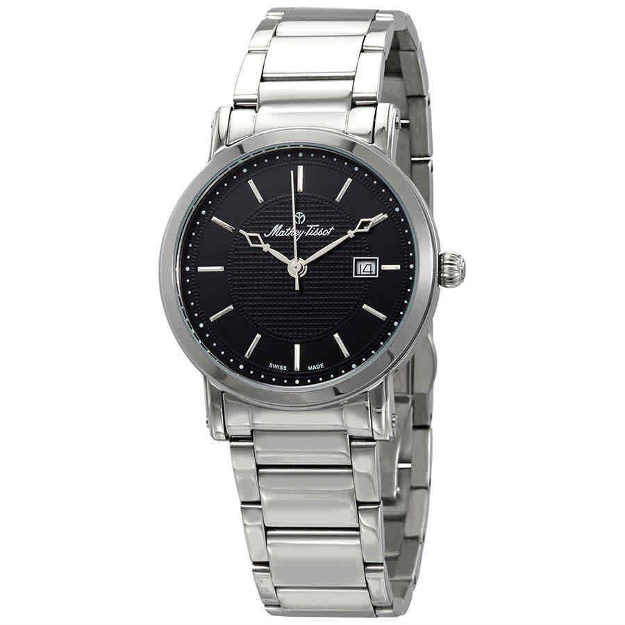 Mathey-tissot City Metal Black Dial Men`s Watch H611251MAN - Dial: Black, Band: Silver-tone, Bezel: Silver-tone