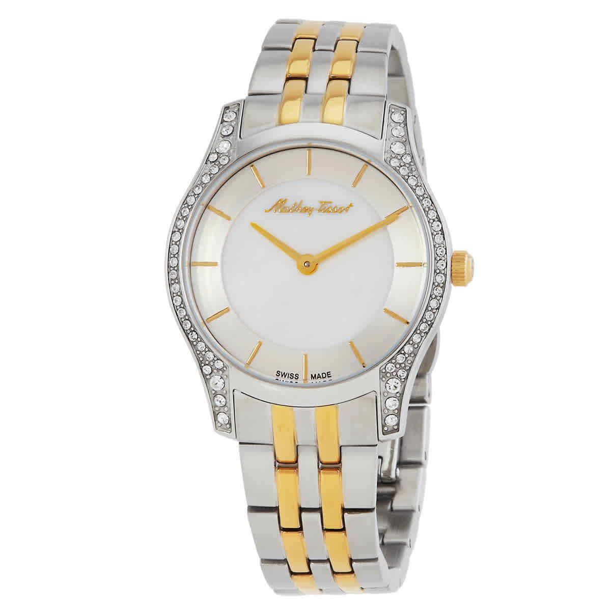 Mathey-tissot Tacy Quartz Ladies Watch D949BQYI - Dial: Mother of Pearl, Band: Two-tone (Silver-tone and Yellow Gold-tone), Bezel: Silver-tone