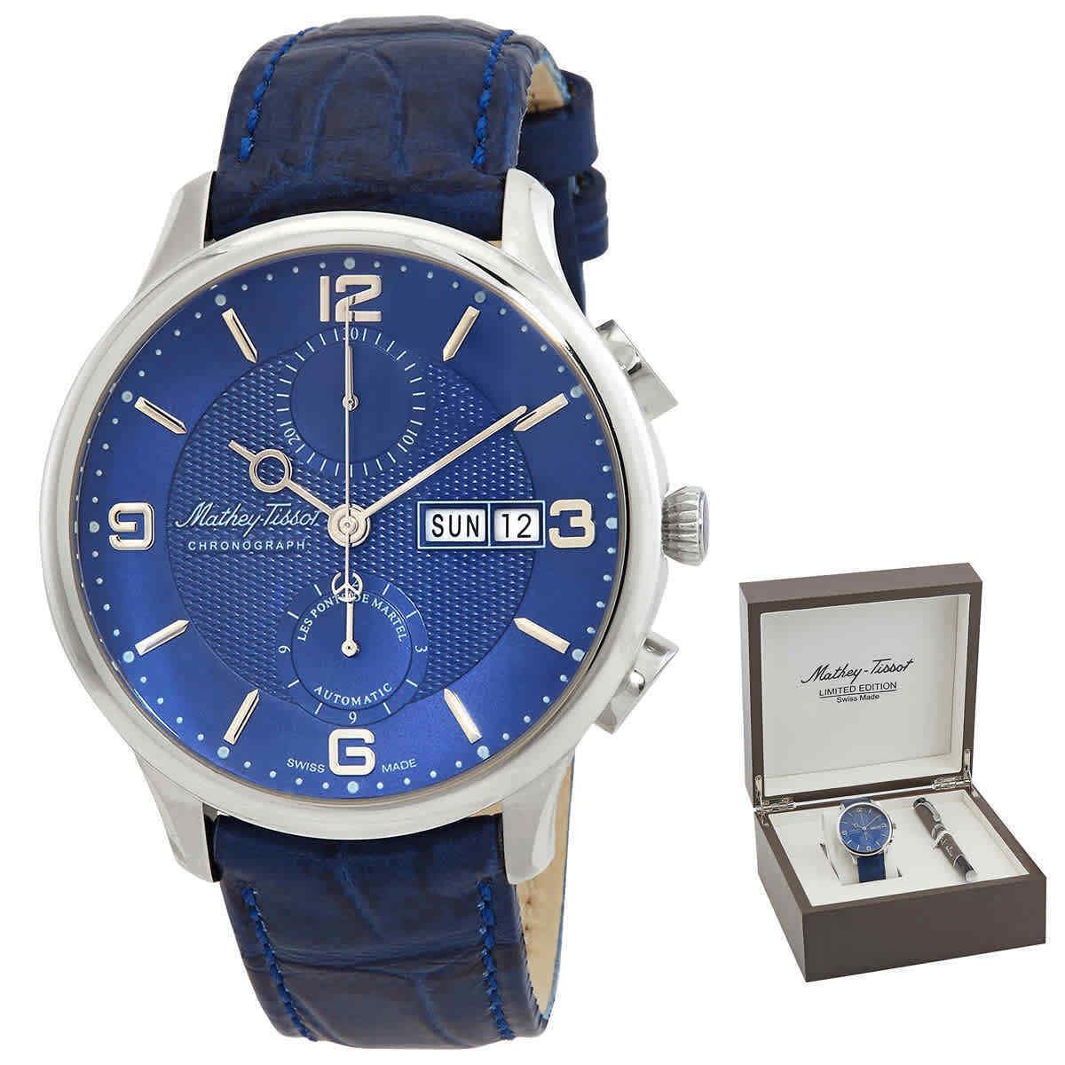 Mathey-tissot Edmond Chrono Automatic Chronograph Blue Dial Men`s Watch